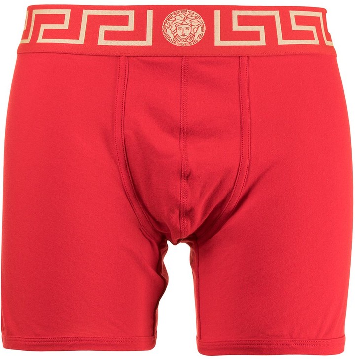 Versace Greca-printed Stretched Boxer Briefs in White for Men