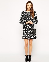 Thumbnail for your product : ASOS PETITE Exclusive Cat Print Swing Dress