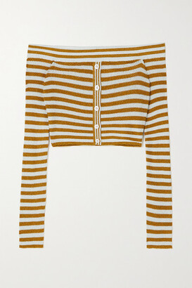 Missoni Off-the-shoulder Cropped Metallic Striped Ribbed-knit Top - Yellow