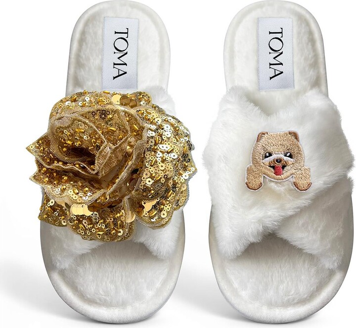 Pretty You Dolly Fun Pom Slider Slippers In Pink ShopStyle