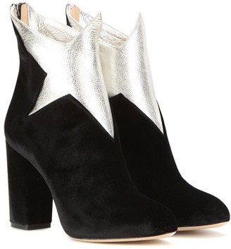 Charlotte Olympia Galactica velvet and leather ankle boots