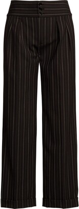 Lauren Ralph Lauren Pinstripe Wool Crepe Wide-leg Pant Pants Black