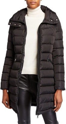 moncler black down flammette coat