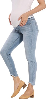 V VOCNI Maternity Jeans Skinny Distressed Denim Stretch Slim