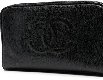 Chanel Pre-owned 1995 CC Diamond-Quilted Cosmetic Vanity Bag - Black