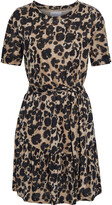 Thumbnail for your product : Current/Elliott The Crystal Belted Leopard-print Linen-jersey Mini Dress