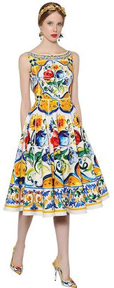 Dolce & Gabbana Maiolica Printed Cotton Poplin Dress