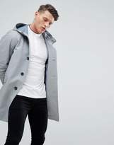Thumbnail for your product : ASOS Design Hooded Trench Coat With Shower Resistance In Grey