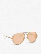 Thumbnail for your product : Linda Farrow 792 C6 18/22ct yellow-gold plated titanium aviator-frame sunglasses