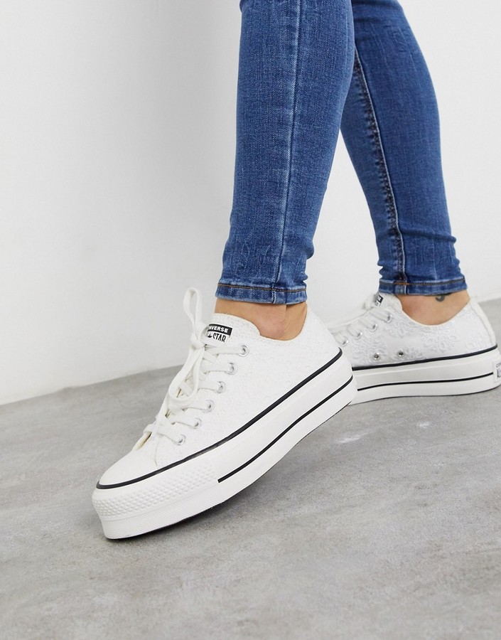 converse chuck taylor ox platform white trainers