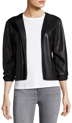 J Brand Cecilia Snap-Front Leather Jacket, Black