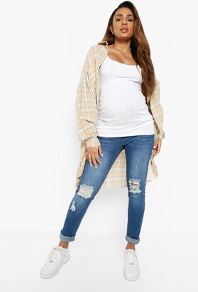 boohoo Maternity Over The Bump Rip Skinny Jeans