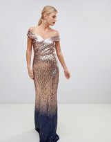Thumbnail for your product : City Goddess ombre sequin embellished maxi dress