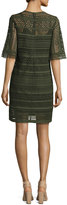 Thumbnail for your product : Figue Crocheted Lace Half-Sleeve Dress, Dark Green