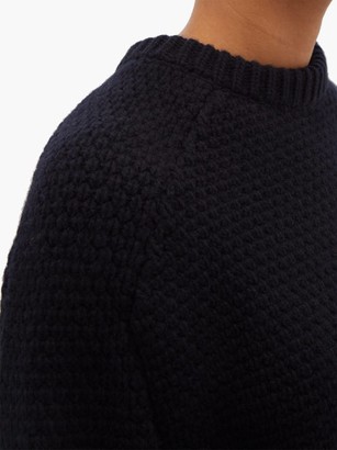 Raey Crew-neck Basketweave Wool Sweater - Navy