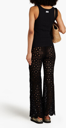 【Rotate】 Nola crochetコットンブレンドフレアパンツ Nola crochet cotton-blend flared pants in green - Rotate