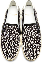 Thumbnail for your product : Saint Laurent Black & White Babycat Print Slip-On Shoes