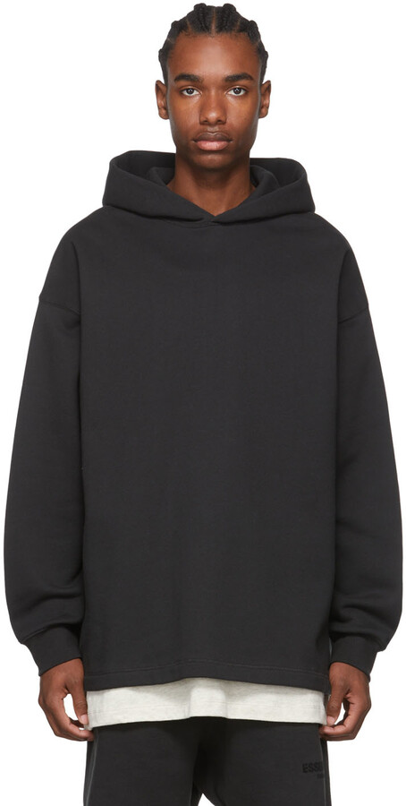 Essentials Black Relaxed Hoodie - ShopStyle