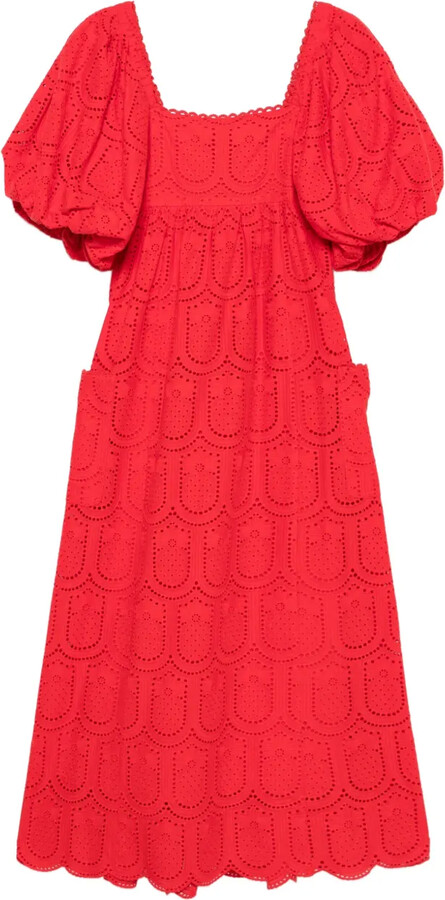 Farm Rio Pineapple eyelet-detail dress