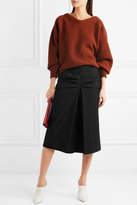 Thumbnail for your product : Lemaire Gathered Wool And Cotton-blend Twill Midi Skirt - Black
