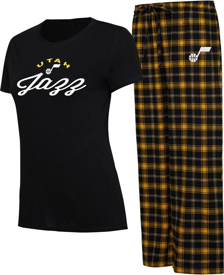 Women's College Concepts Black, Gold Utah Jazz Arctic T-shirt and Flannel  Pants Sleep Set - Black, Gold - ShopStyle Lingerie