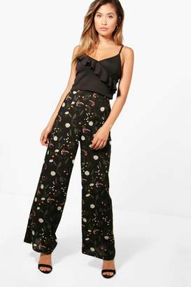 boohoo Woven Floral Wide Leg Trousers