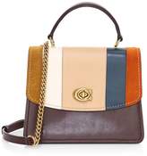 Thumbnail for your product : Coach Parker Patchwork Stripe Leather & Suede Top Handle Bag