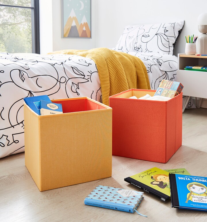 Dunelm Set of 2 Kids Foldable Cube Storage Yellow ShopStyle
