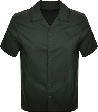 Fred Perry Linen Revere Collar Shirt Green - ShopStyle