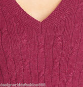 Thumbnail for your product : LOFT V-neck cable sweater Beet red heather size Small