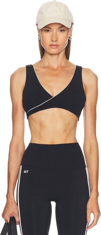 SET Active Airluxe Breathe Contrast Wrap Bra in Black
