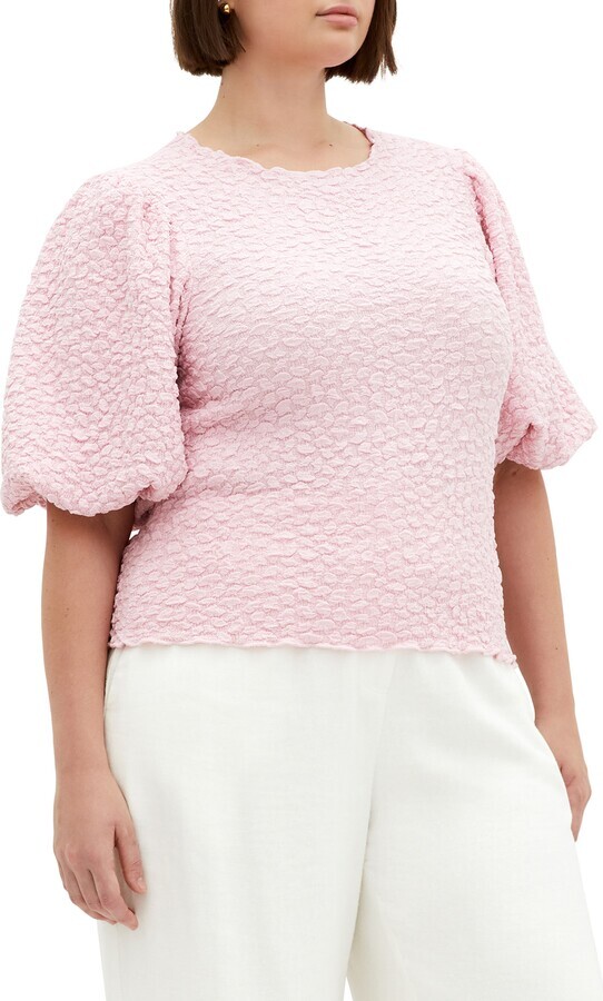 Chrissie Balloon Sleeve Textured Top