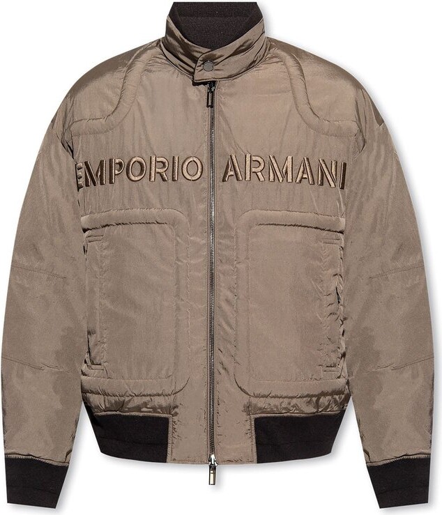 Emporio Armani Embossed-Monogram Bomber Jacket