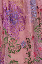 Thumbnail for your product : Marchesa Notte Embroidered Pleated Point D'esprit Midi Dress