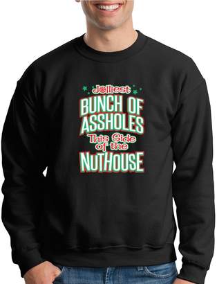 VISHTEA Jolliest Bunch of A-Holes Long-Sleeve Holiday Xmas Ugly Sweater Nuthouse Flowy Shirt Black Marble 1053