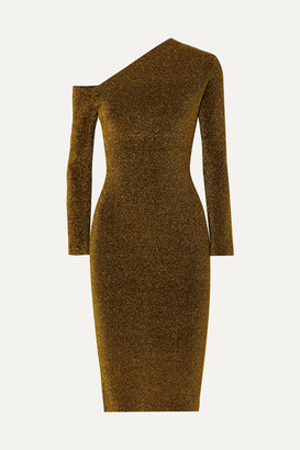 SOLACE London Liva Cold-shoulder Stretch-lurex Dress - Gold