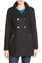 Thumbnail for your product : GUESS Double Breasted Wool Blend Swing Coat (Petite)