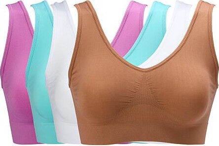 Ahh By Rhonda Shear 4-pack Seamless Original Ahh Bra - Sienna/White/Magenta Sunset/Celeste - Size X-Small