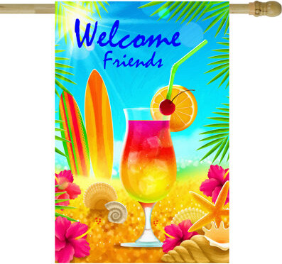 Northlight Seasonal Tropical Welcome Friends Outdoor House Flag 28" x 40"