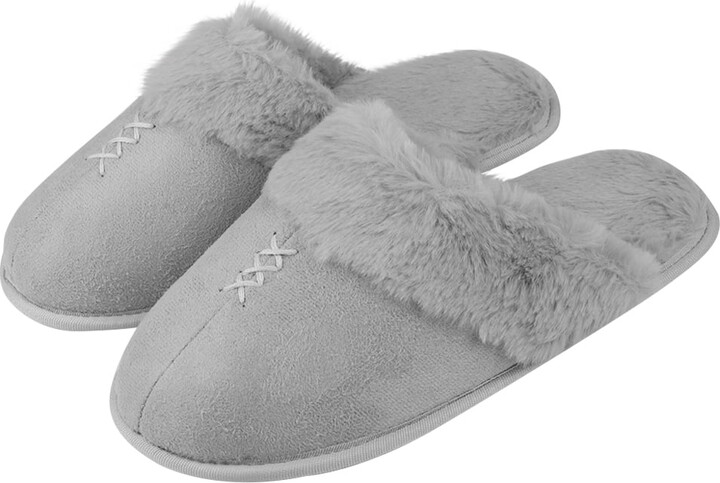 RuSlippers Women's Comfy and Soft Slip-On Plush Luxury Spa Slippers With Closed Toe (Gray) (US Women's Size 7)