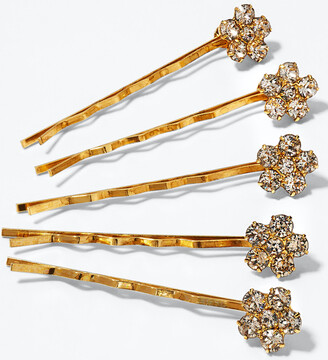Jennifer Behr Violet Swarovski Crystal Floral Bobby Pins, Set of 5