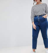 Thumbnail for your product : ASOS Curve Design Curve Farleigh High Waist Slim Mom Jeans In Deep Flat Blue Wash