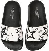 Thumbnail for your product : Dolce & Gabbana Star Printed Leather Slide Sandals