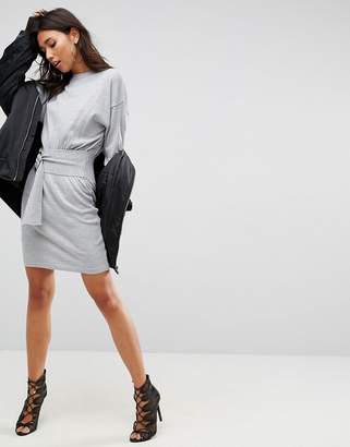 ASOS Design Knitted Dress With Batwing And Ring Detail