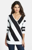 Thumbnail for your product : Vince Camuto Wide Stripe V-Neck Sweater
