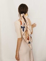 Thumbnail for your product : Lost Pattern "Camellia" Large Silk Square Scarf - Brown