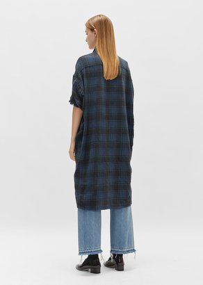 R 13 Cocoon Shell Dress Navy Plaid Size: X-Small