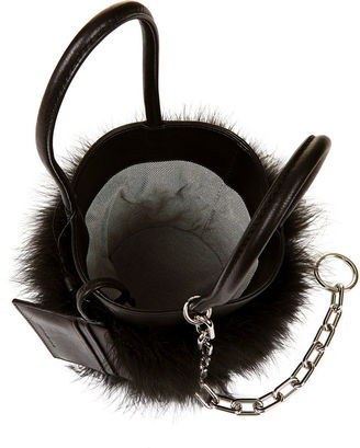 Alexander Wang Black Feather Trim Roxy Bucket Bag
