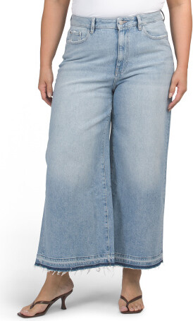 Plus Cropped Wide Leg Jeans for Women | Polyester/Cotton