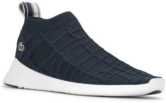 Lacoste Croc-Effect Stretch-Knit Sneakers